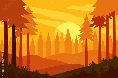 Forest Edge Catching Low Golden Sunlight