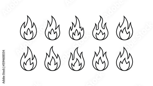 Vector art of collection of fire flame icons