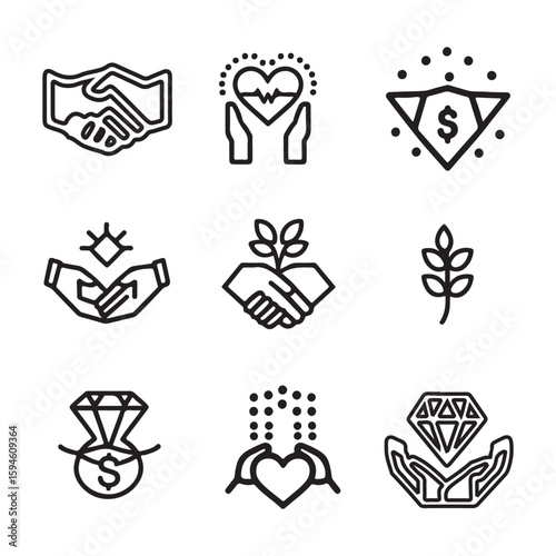 Simple Set of Employee Benefits Related Doodle Vector Line Icons