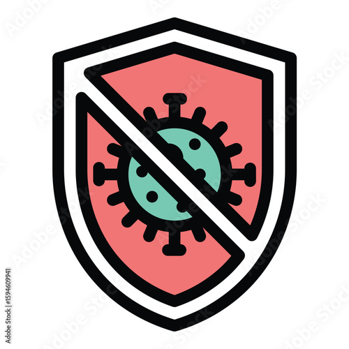 Antivirus icon flat line style illustration representing digital security and malware protection, suitable for cybersecurity services, software applications, and IT protection systems