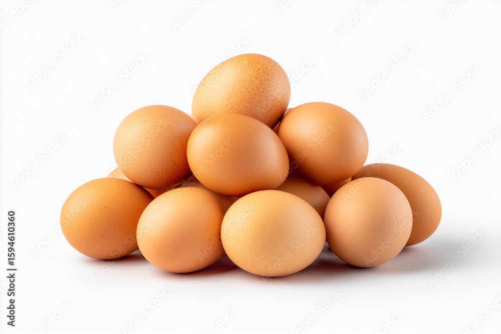 Pile of brown chicken eggs on white background brown eggs Pile of brown chicken eggs on white background brown eggs