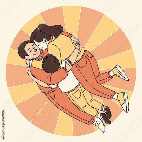 Loving family embracing warmly together love embrace