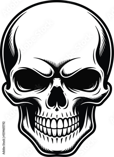 skull in black and white
