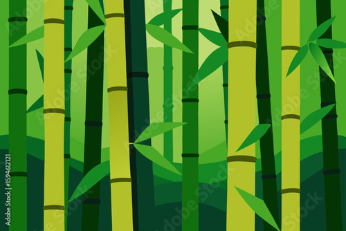 bamboo forest with green stems