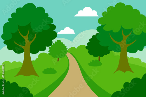 bushy green path in nature