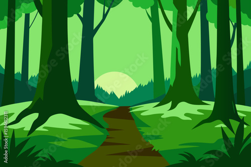 forest view with green moss