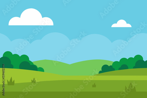 grassy plains with distant woods