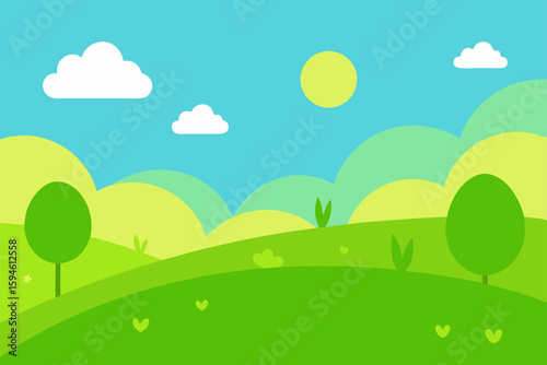 lime green meadow under sky