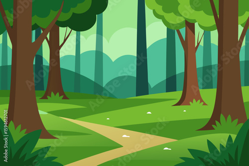 peaceful woodland with grassy floor