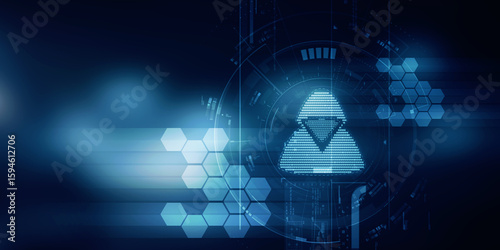 
2d illustration Cyber crime and internet privacy hacking. Network security, Cyber attack, Computer Virus, Ransomware, and Malware Concept
