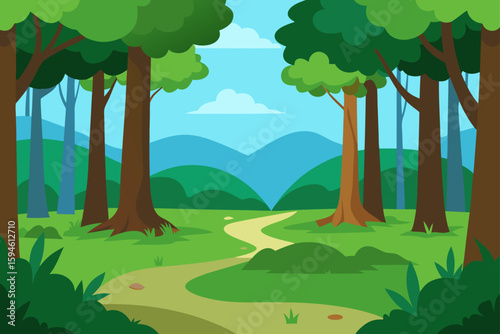 peaceful glade in dense woodland