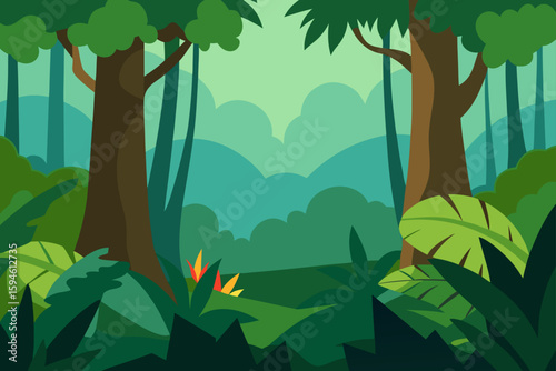 rainforest clearing with vines