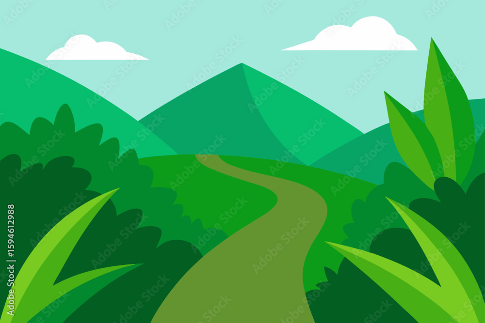 Fototapeta premium wild green plants in mountain trail
