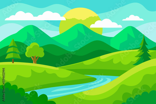 vibrant green landscape of nature