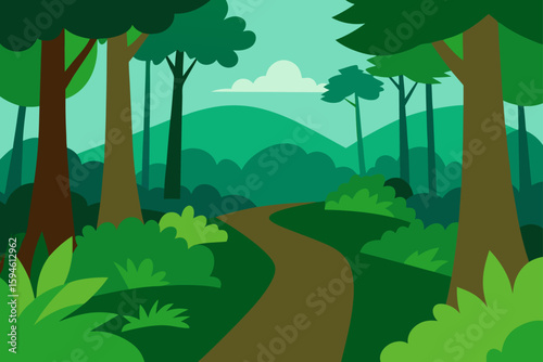 wild green growth on forest trail
