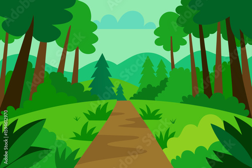 wild green growth on forest trail