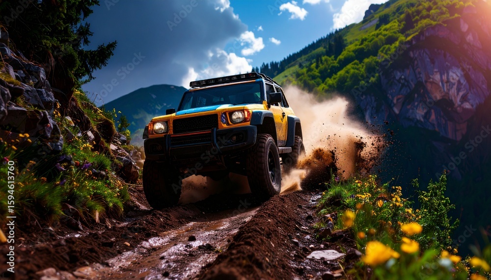 Obraz premium The roar of the engine echoes in the open air.