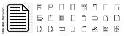Document File Paperwork Icon Set Outline Office Business Administration