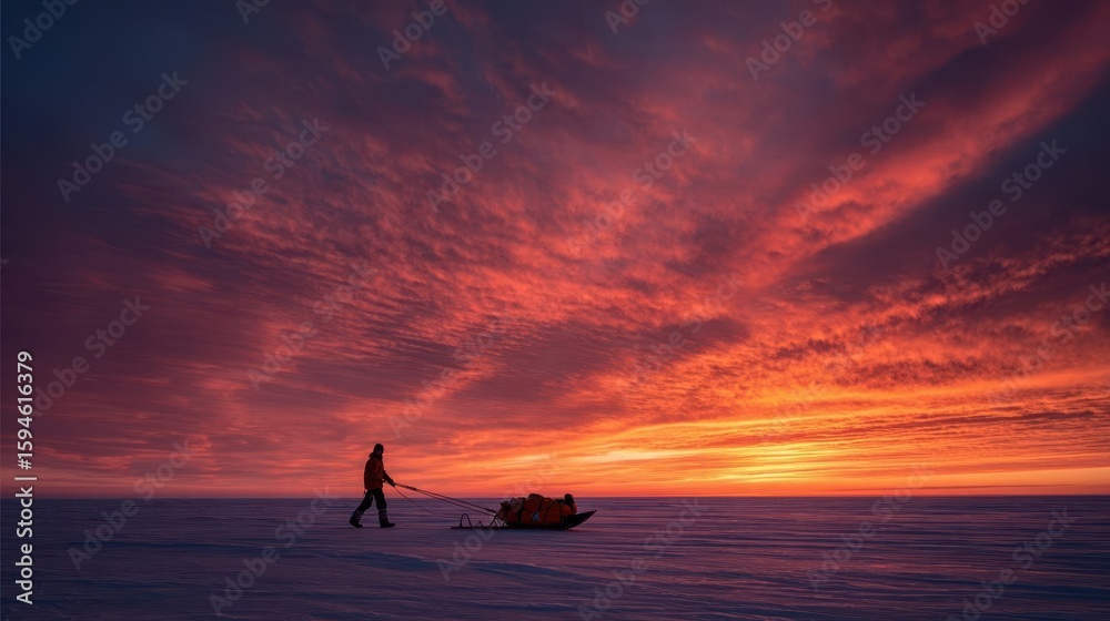 Fototapeta premium Arctic Trek at Sunrise