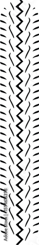 A black and white zigzag tire track pattern isolated on transparent background