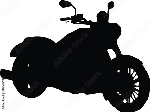 Silhouette of a cruiser motorcycle isolated on transparent background