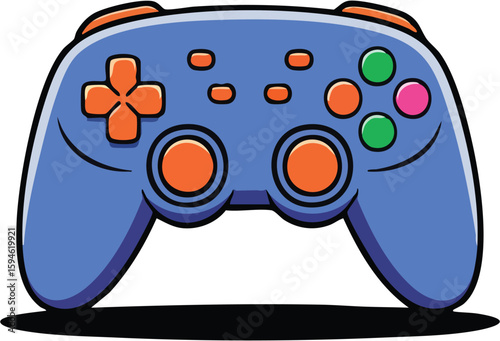 Video game controller vector illustration with joystick and buttons isolated on white background