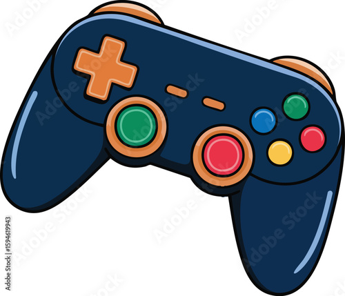 Video game controller vector illustration with joystick and buttons isolated on white background
