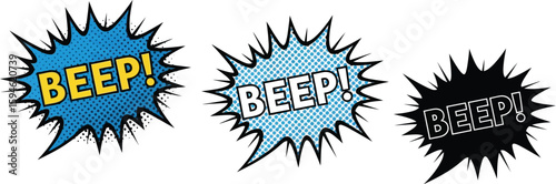 Beep comic speech bubble pop art vector illustration set for graphic design and creative projects use vector