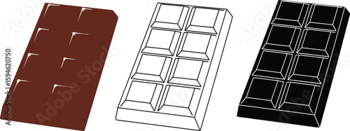 Chocolate bar vector illustration set dark milk chocolate drawing outline icon dessert sweet food cacao cocoa vector