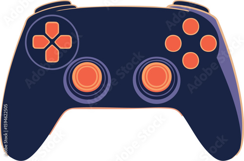Video game controller vector illustration with joystick and buttons isolated on white background