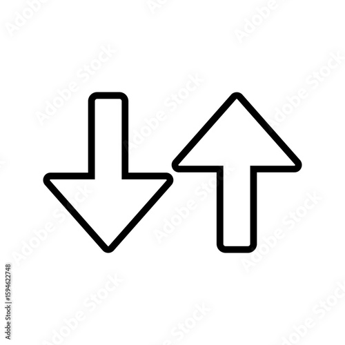 Percent arrow icon. Growth, increase, decrease arrow filled icons. Up arrows, down arrows. Vector