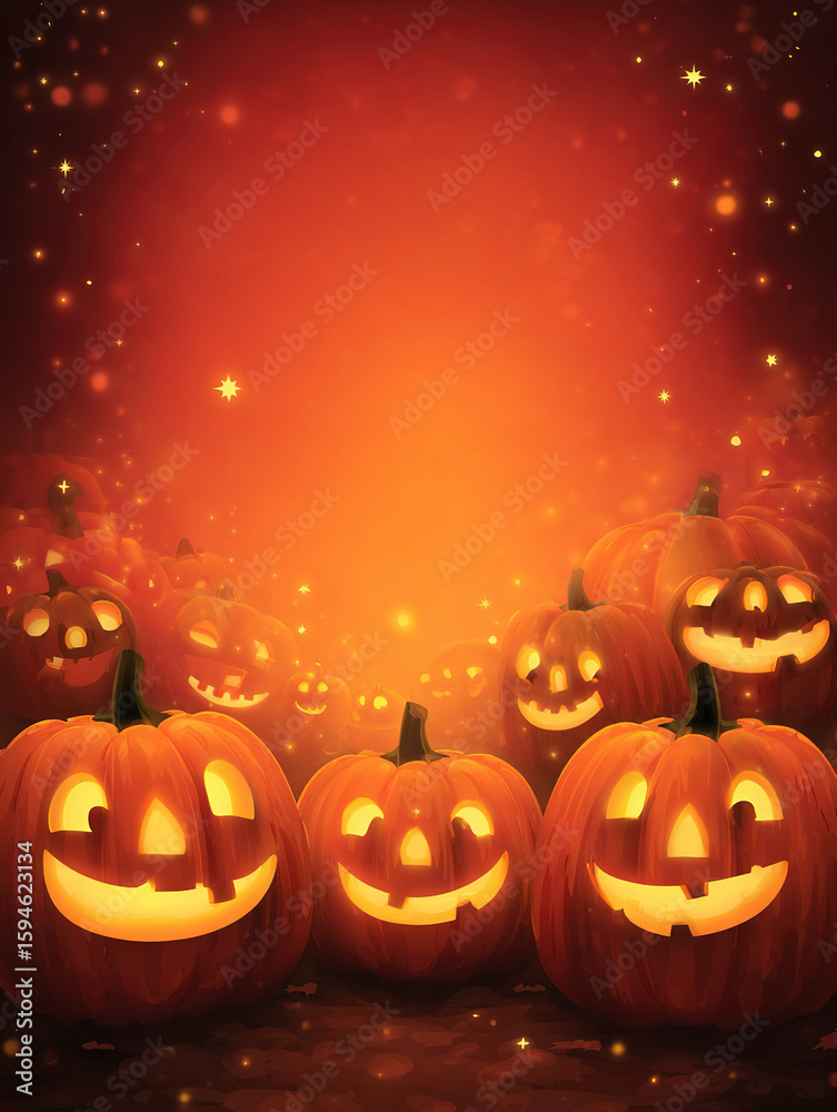 Fototapeta premium Glowing Jack O Lanterns Halloween Background pumpkin 2