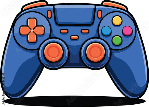 Video game controller vector illustration with joystick and buttons isolated on white background