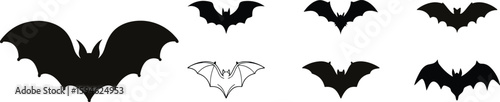 black bat silhouette vector, bat illustration design.