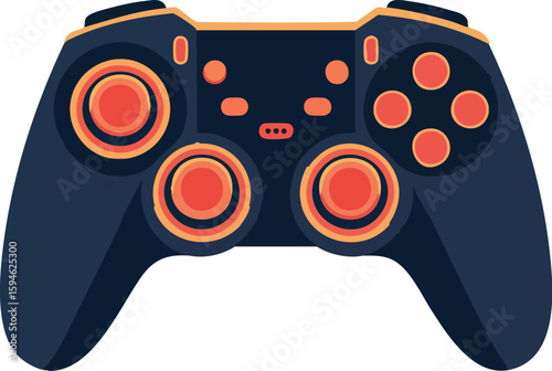 Video game controller vector illustration with joystick and buttons isolated on white background
