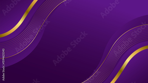 Elegant purple luxury wave background with gold lines. Abstract modern design for Invitations, awards, sales, events, templates, banners, covers, websites, and pages