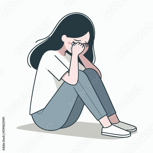 vector illustration of someone crying