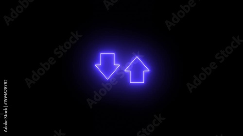 Neon up and down arrows. Bright neon arrows up and down animation, bright neon arrows economy, money and success concept. 4k video