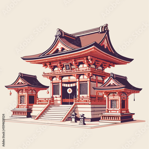 vector illustration of a Japanese Shinto shrine