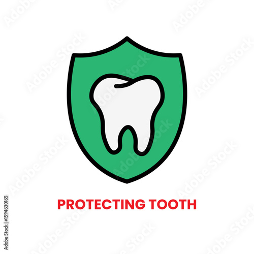 Protecting Tooth icon, dental care, vector illustration, filled style, best used for web