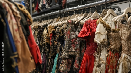 Organized Costumes in Wardrobe Department for Film Production Set