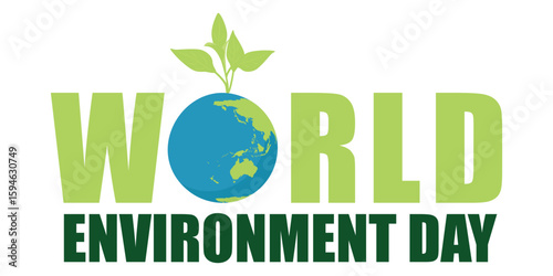 Planet Earth with green sprout and leaves. Eco-friendly concept for Earth Day, World Environment Day, and nature conservation