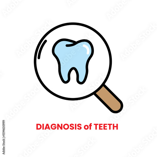 Diagnosis of Teeth icon, dental care, vector illustration, filled style, best used for web