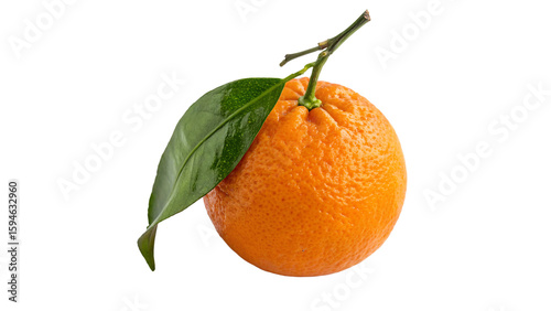 Fresh Mandarin Orange With Green Leaf on transparent background, showcasing freshness