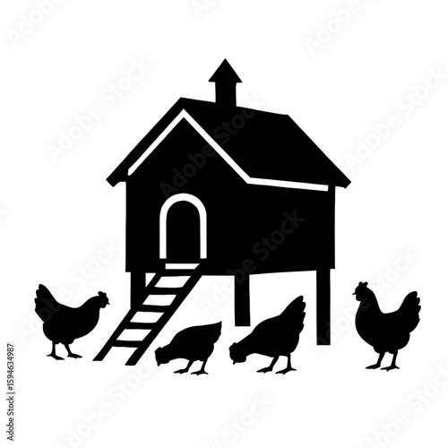 Hen house silhouette vector