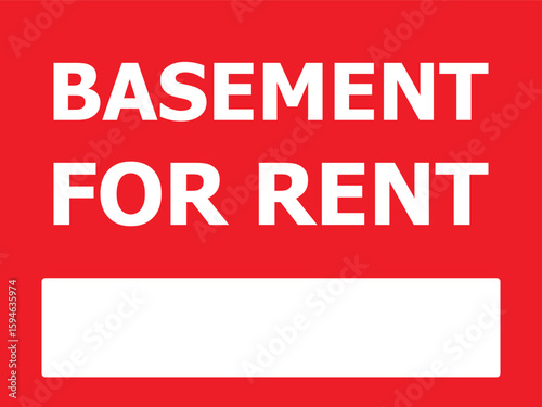 Basement for rent sign. Real estate advertising banner for rental or leasing