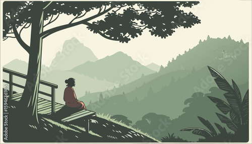silhouette of a woman in the mountains