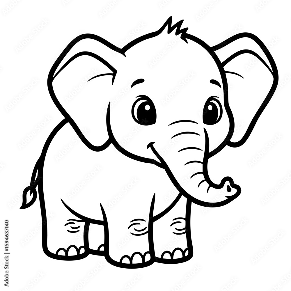 Naklejka premium Cute Elephant Outline SVG Vector Graphic