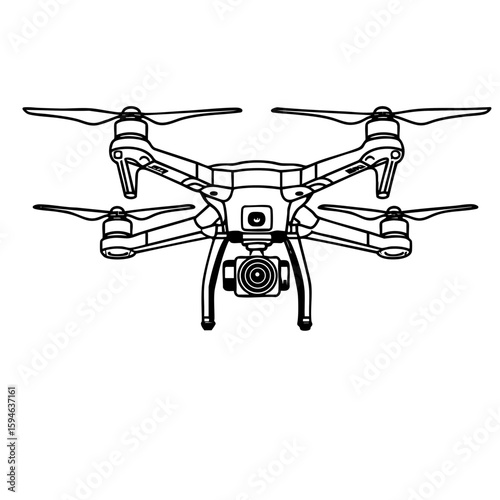 Drone Outline SVG Vector Black Silhouette