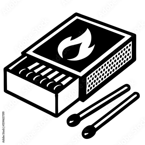 Matchbox SVG Vector Graphic Black and White Outline